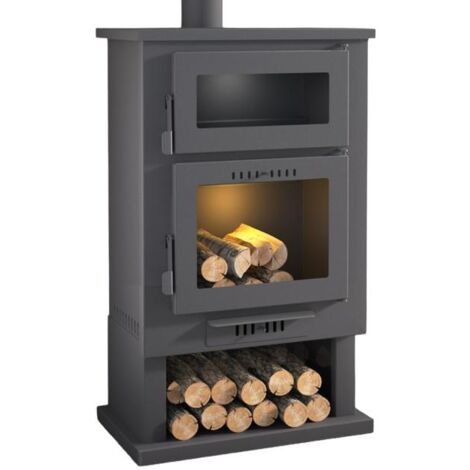 Fm Calefaccion – Poêle à bois en acier 10 kW – Rendement 75 % – Bûches jusqu'à 56 cm – Sortie fumées 150 mm – Fabrication Espagne