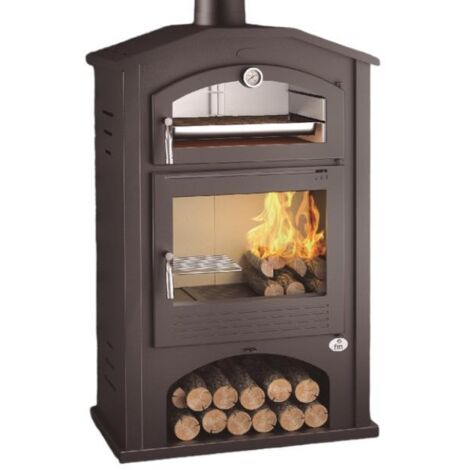 Fm Calefaccion – Poêle à bois acier 9,5kW – Four inox – Double combustion – Évacuation fumées 200mm – Pour bûches jusqu'à 50cm – Classe énergétique A+ - M-106