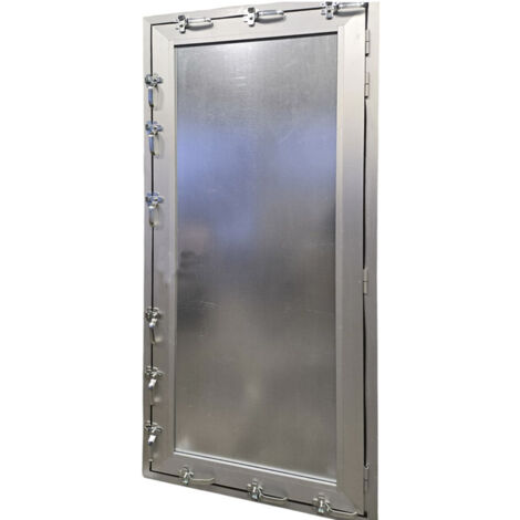Porte anti-inondation sur mesure, un vantail, hauteur de 160 à 220 cm, largeur de 100 à 150 cm, couleur aluminium