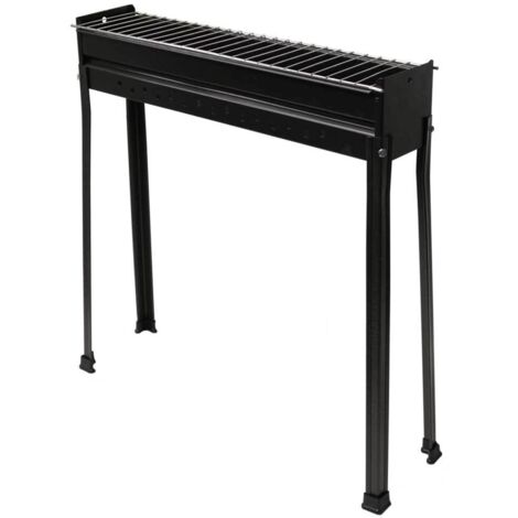 Barbecue portable à charbon 60x15x70 cm – Fer forgé avec revêtement poudré noir – Grille en acier chromé – Pieds caoutchoutés amovibles – Mille - 60x15x70h