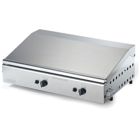 Barbecue double plaque de cuisson au gaz LPG ou méthane avec allumage piézoélectrique en acier inoxydable et fonte vitrée Made in Italy (1/3)