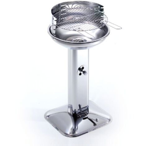 Barbecue à charbon en acier inoxydable avec colonne équipée d’une prise d’air réglable, grille chromée réglable sur 4 positions Made in Italy (1/6)