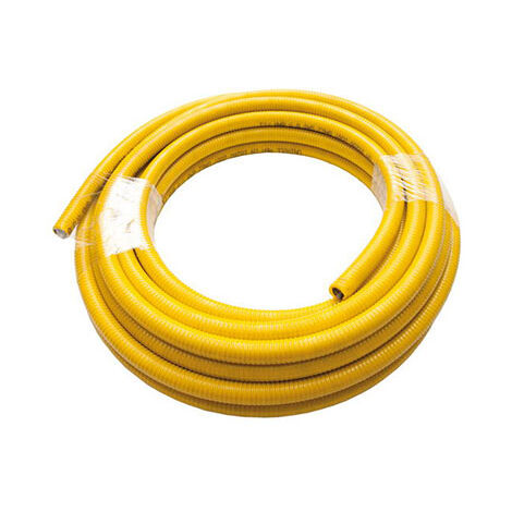MBM – Tuyau flexible en acier inoxydable 20 m – Filetage 1' – Diamètre 20 mm – Pression max 0,5 bar gaz, 10 bar eau – Revêtement jaune