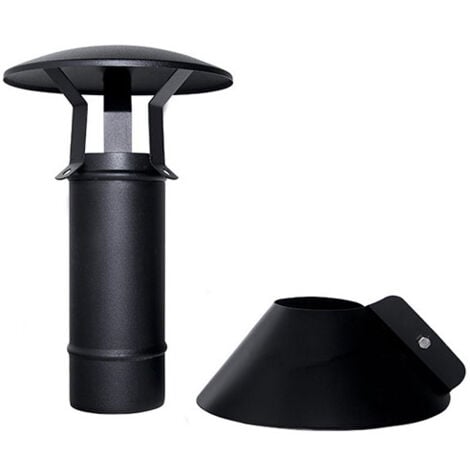 Cheminee coaxial noir D. 100/150 terminal vertical en acier 316 pour poele a pellets CE Made in Italy UNI 1856/2
