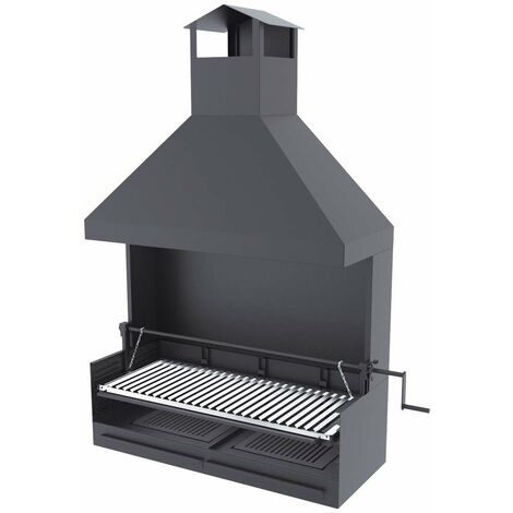 Barbecue argentin bois et charbon FM BVE-102 100cm grille suspendue à manivelle