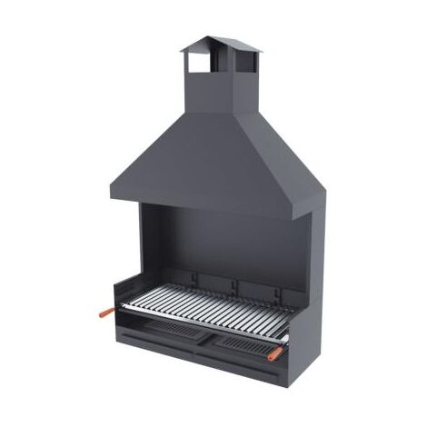 Fm Calefaccion – Barbecue charbon de bois 100 cm avec hotte et paravent – Acier au carbone – Surface de cuisson 98,7 x 36,5 cm – Pour extérieur