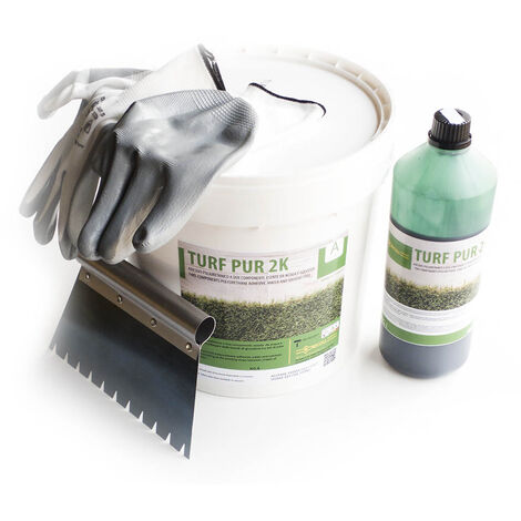 MBM – Colle gazon synthétique 10 kg – Adhésif polyuréthane bicomposant – Exempt d'eau et solvants – Application intérieure et extérieure