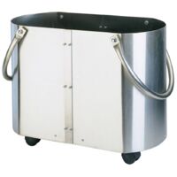 Porte-bois ovale en acier inox h.42 l.60x32 cm. Made in Italy