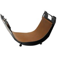 Porte-bois noir et éco-cuir marron h. 35 l. 60x39 cm. Made in Italy
