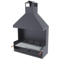 Barbecue Préfabriqué En Béton Réfractaire MOVELAR Roma 2 Tables Angle Gris Orange - 160x58x240cm