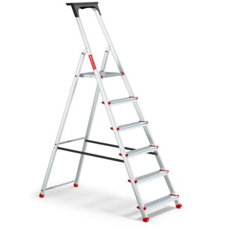 Échelle domestique en aluminium avec plateau, 6 marches, 125 kg