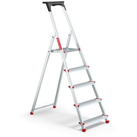 Échelle domestique en aluminium avec plateau, 5 marches, 125 kg