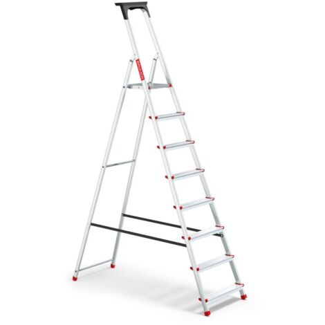 Échelle domestique en aluminium avec plateau, 8 marches, 125 kg