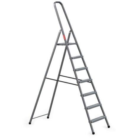 Baulich – Échelle en acier 7 marches – Charge maximale 125 kg – Hauteur de travail 3,46 m – Pieds antidérapants pour sécurité accrue