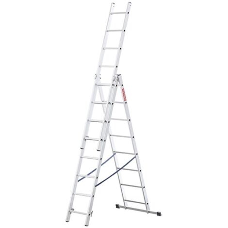 Baulich – Échelle multifonction en aluminium 3x8 marches – Hauteur de travail 4,97 m – Charge maximale 150 kg – Antidérapante et stable - 3-en-1