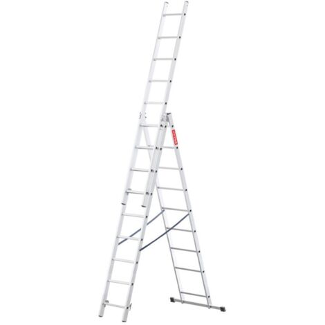 Baulich – Échelle multifonction en aluminium 3x9 marches – Longueur déployée 462 cm – Hauteur de travail 5,47 m – Charge maximale 150 kg - 3-en-1