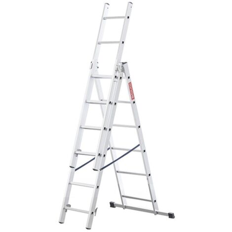Baulich – Échelle multifonction en aluminium 3x6 marches – Hauteur de travail 3,98m – Charge maximale 150kg – Norme EN 131 – Certificat TÜV - 3-en-1