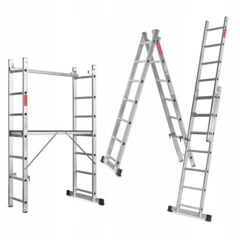 Échafaudage Aluminium 2x7avec Plateforme de Travail – Échelle 3 en 1 Pliante