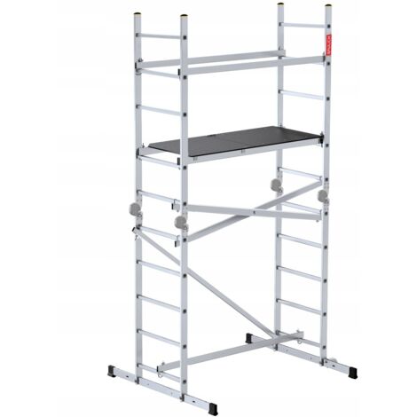 Échafaudage Aluminium Mobile avec Articulations 4m, Norme EN 131, Capacité 150 kg
