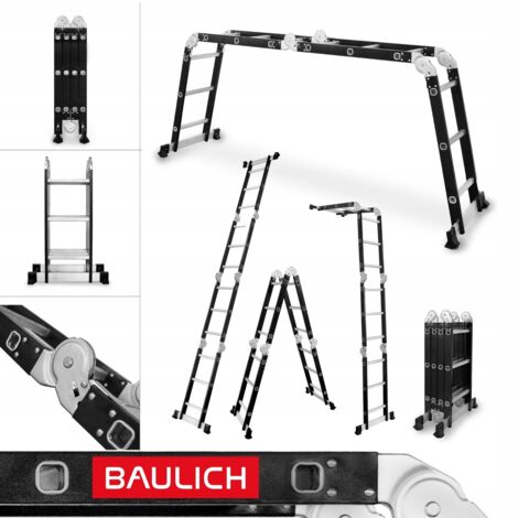 Échelle pliante en aluminium et acier articulée multifonction universelle 4x3 échelons