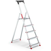 Échelle domestique en aluminium avec plateau, 5 marches, 125 kg