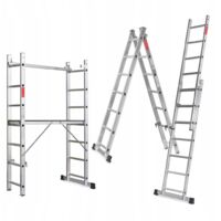 Échafaudage Aluminium 2x7avec Plateforme de Travail – Échelle 3 en 1 Pliante