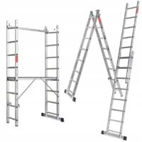 Échafaudage Aluminium 2x8 avec Plateforme de Travail – Échelle 3 en 1 Pliante