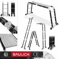 Échelle pliante en aluminium et acier articulée multifonction universelle 4x3 échelons + plateau