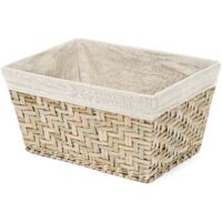 Panier de rangement naturel taille M - COMPACTOR - 38.5 x 28.5 x H.20.5 CM - Naturel et blanc