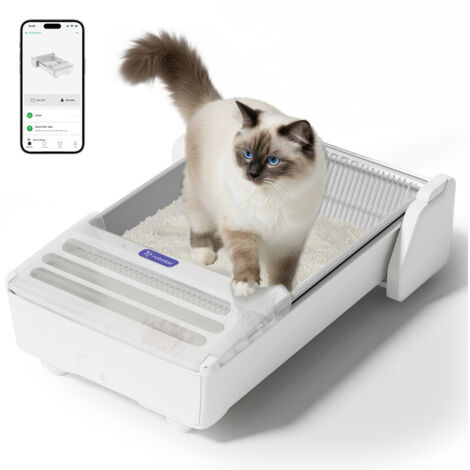 Lettiera intelligente per gatti UCAT C32, lettiera aperta, controllo remoto tramite app mobile, 4 sensori di peso
