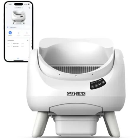 Arenero abierto autolimpiable Catlink Open-X C08 (tamaño XXL, capacidad de 12 L), arenero inteligente para hogares con varios gatos, Wi-Fi 5G/2.4G-Blanco