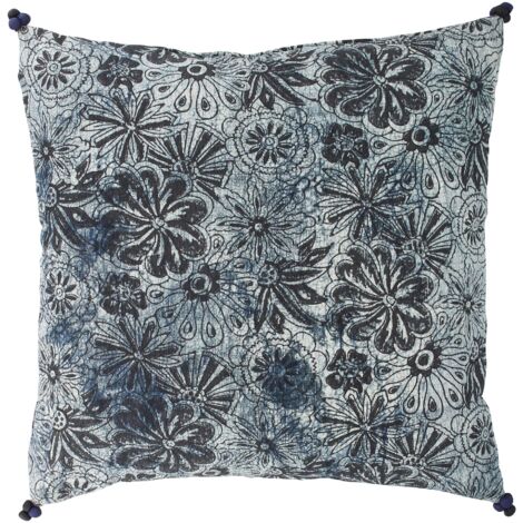Coussin en coton et avec pompons (1/5)