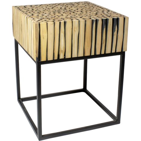 Meuble d'appoint en métal et branche de teck, TAHAA (1/5)
