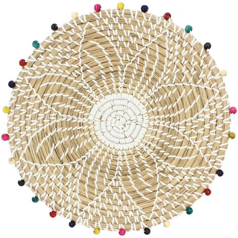 Panier rond en jonc de mer et perles de bois (1/5)