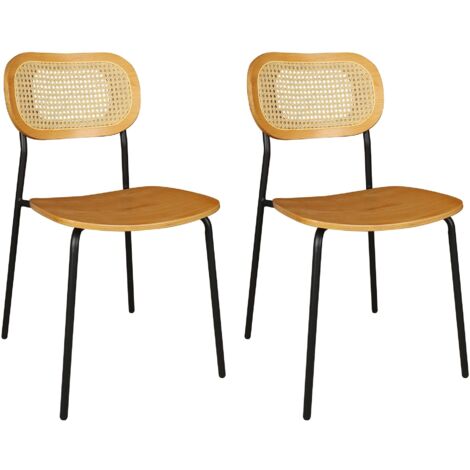 Lot de 2 chaises en bois naturel et pieds en métal, NOSARA (1/5)
