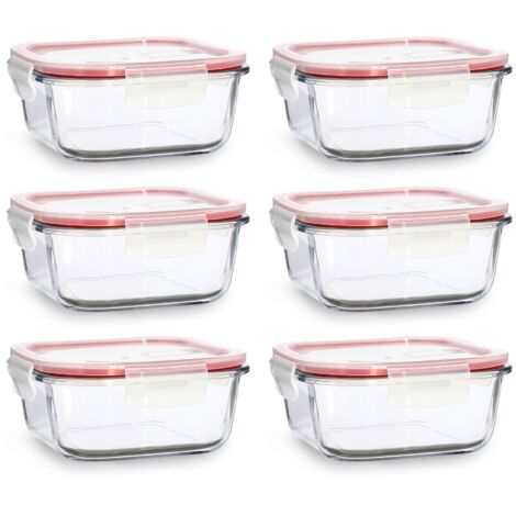 Lot de 6 boîtes hermétiques en verre 800ml, CLÉMENTINE (1/2)
