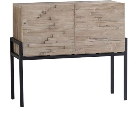 Buffet 2 portes en pin recyclé et pieds en métal (1/5)