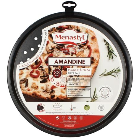 Lot De 4 Plaques à Pizza Ronde En Acier Carbone Revêtu - 21cm, Antiadhésif