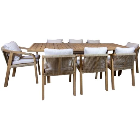 Ensemble de jardin table en bois d'acacia 8 places, SAONA