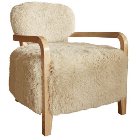 Fauteuil imitation fourrure et structure en bois, YACK (1/5)