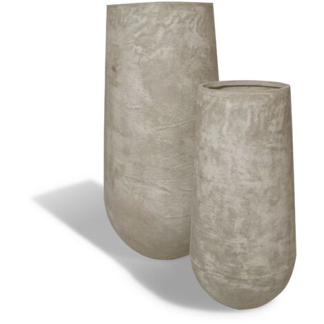 Set de 2 pots ronds en terre d'argile forme haute, FARO (1/4)