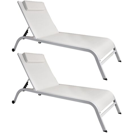 Lot de 2 chaises longues en acier inoxydable, NAPOLI