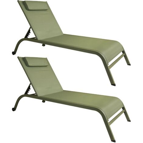Lot de 2 chaises longues en acier inoxydable, NAPOLI
