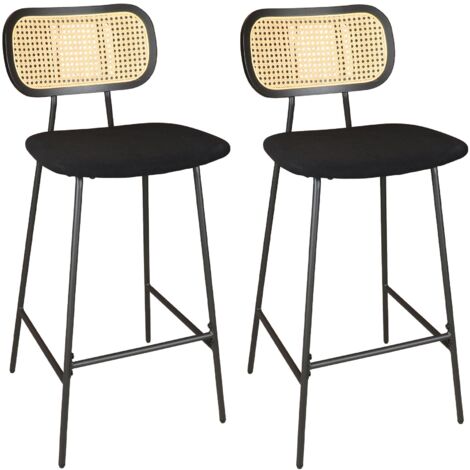 Lot de 2 chaises de bar en bois et velours, NOSARA (1/5)