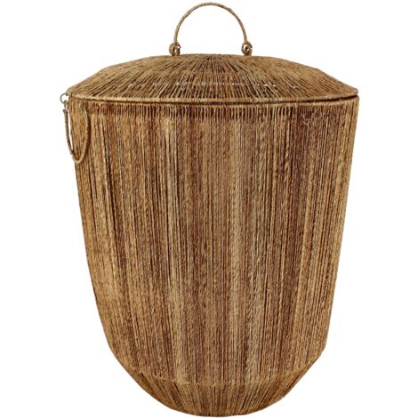 Panier en jute avec couvercle et poignées