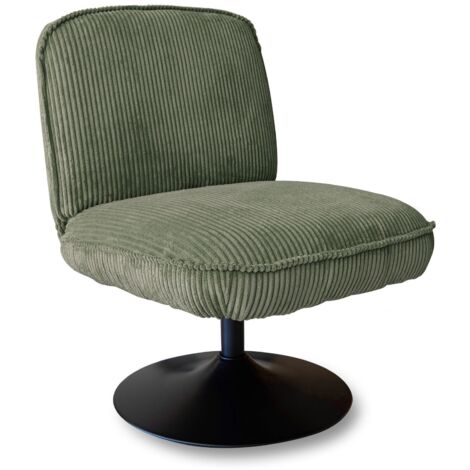 Fauteuil Pivotant Velours Edith 73cm, Couleur Ocre – Neuf