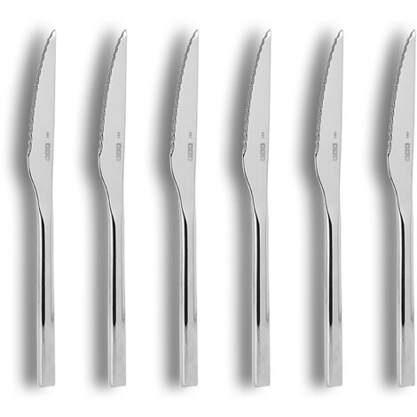 Lot de 6 couteaux à steak en acier inoxydable, NATURE (1/3)