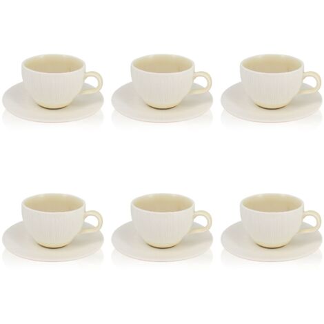 Lot de 6 tasses et soucoupes en porcelaine 21cl, URUS (1/3)