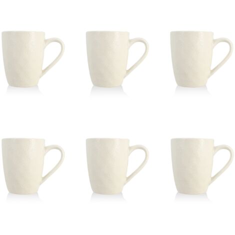 Lot De 6 Mugs Grès Aya 435 Ml Noir - Résistants Micro-ondes & Lave-Vaisselle, Lot Café Élégant