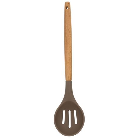 Cuillère ajourée en silicone et manche en bois, ELIOTT (1/3)